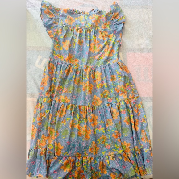 Current Air Mini Floral Dress in Blue and Orange - Picture 2 of 7